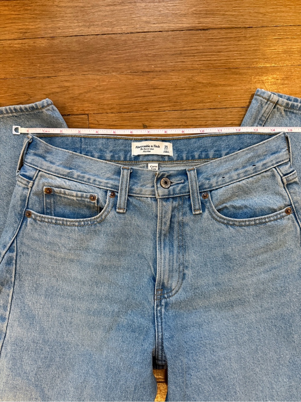 Abercrombie & Fitch The Barrel Jean Mid Rise size 25 short Curve Love - Picture 3 of 5